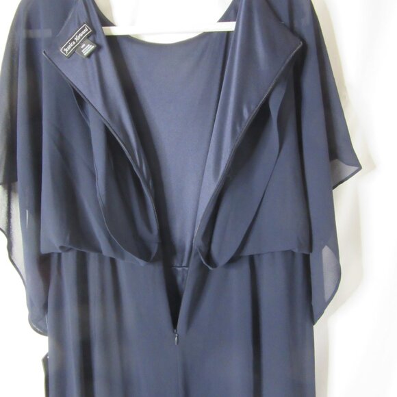 Jessica Howard Maxi Formal Dress Souffle Chiffon Short Sleeve Navy Size 14W NWT - Picture 15 of 16